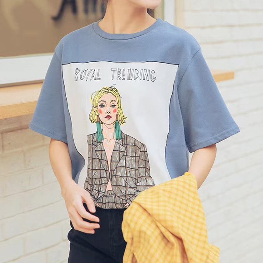 女の子のイラストボックスプリントがオシャレなビッグシルエット半袖tシャツ 原宿系 品番 Dctw Decorative デコラティブ のレディースファッション通販 Shoplist ショップリスト