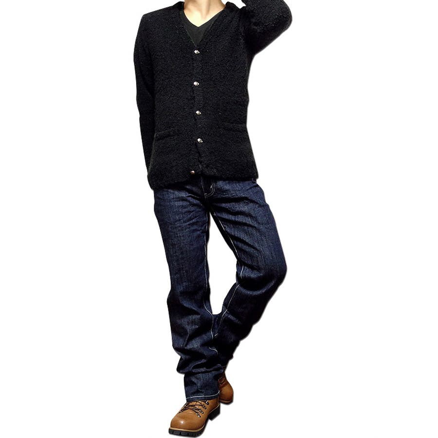 ジーンズ メンズ デニム パンツ スリムフィット ストレート ：ウォッシュ加工で古着の様なざっくりとした風合いと履き心地！スリムフィットデニム