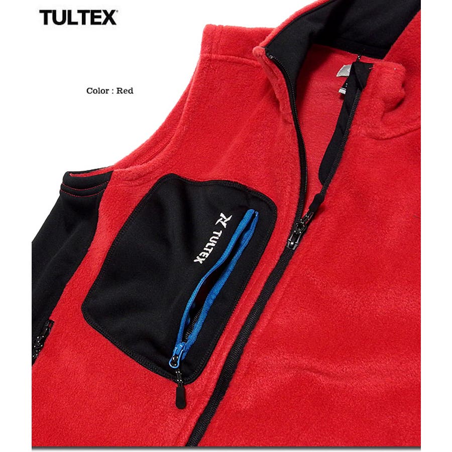 TULTEX フリースベスト メンズ フリース ベスト ジップアップ ハイネック ファスナー 軽量 秋 冬 3L アウトドア 防寒 暖かい