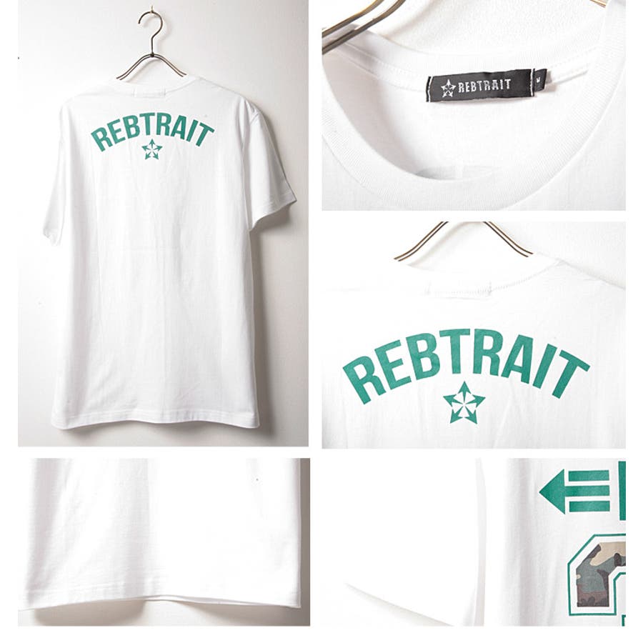 REBTRAIT(レブトレイト) クルーネックカモナンバーTシャツ ストリート アメカジ ストリート系 メンズ Tシャツ 半袖半そで