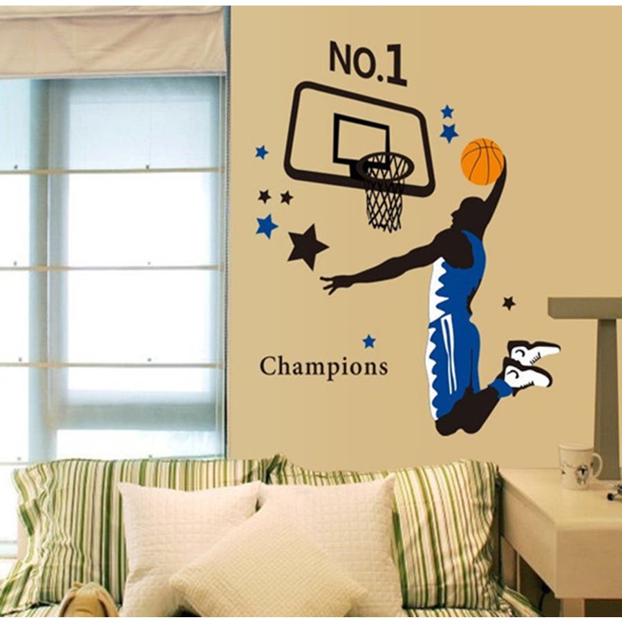 ウォールステッカー 壁紙 シール 壁 ウォール バスケ バスケットボール スラムダンク スポーツ はがせる 取り外し ルーム 部屋寝室 子供部屋 リビング おしゃれ スポーティー ルームデコレーション インテリア 飾り付け 品番 Fq Plusnao プラスナオ の