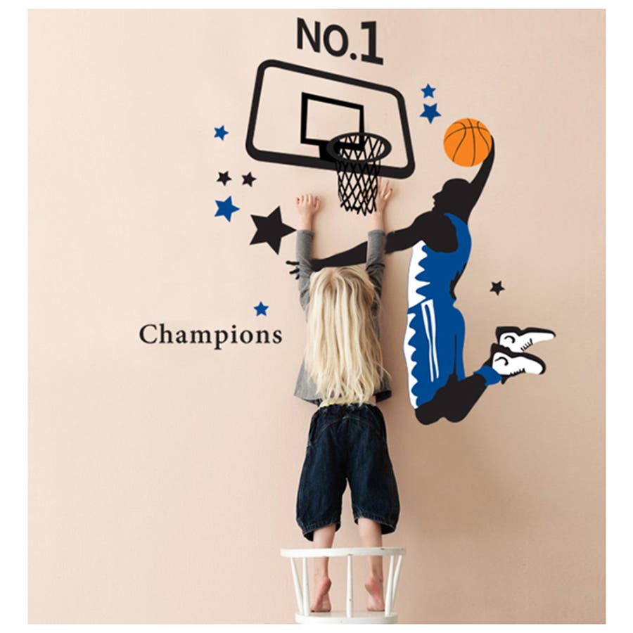 ウォールステッカー 壁紙 シール 壁 ウォール バスケ バスケットボール スラムダンク スポーツ はがせる 取り外し ルーム 部屋寝室 子供部屋 リビング おしゃれ スポーティー ルームデコレーション インテリア 飾り付け 品番 Fq Plusnao プラスナオ の