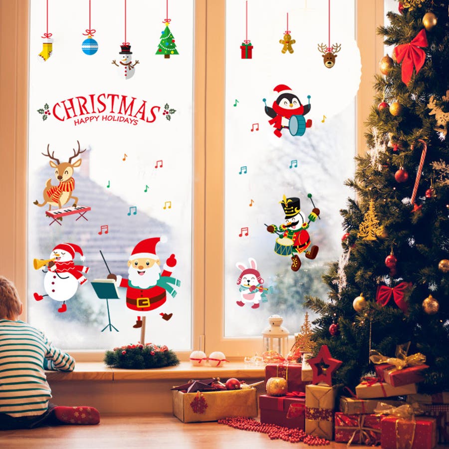 ウォールステッカー 壁紙シール 窓ガラス ウォールデコレーション クリスマス X Mas Merrychristmasクリスマスツリー サンタクロース 雪だるま おしゃれ パーティー 飾り付け デコレーション クリスマス会 イベント貼り付け簡単 雑 品番 Fq000108445 Plusnao