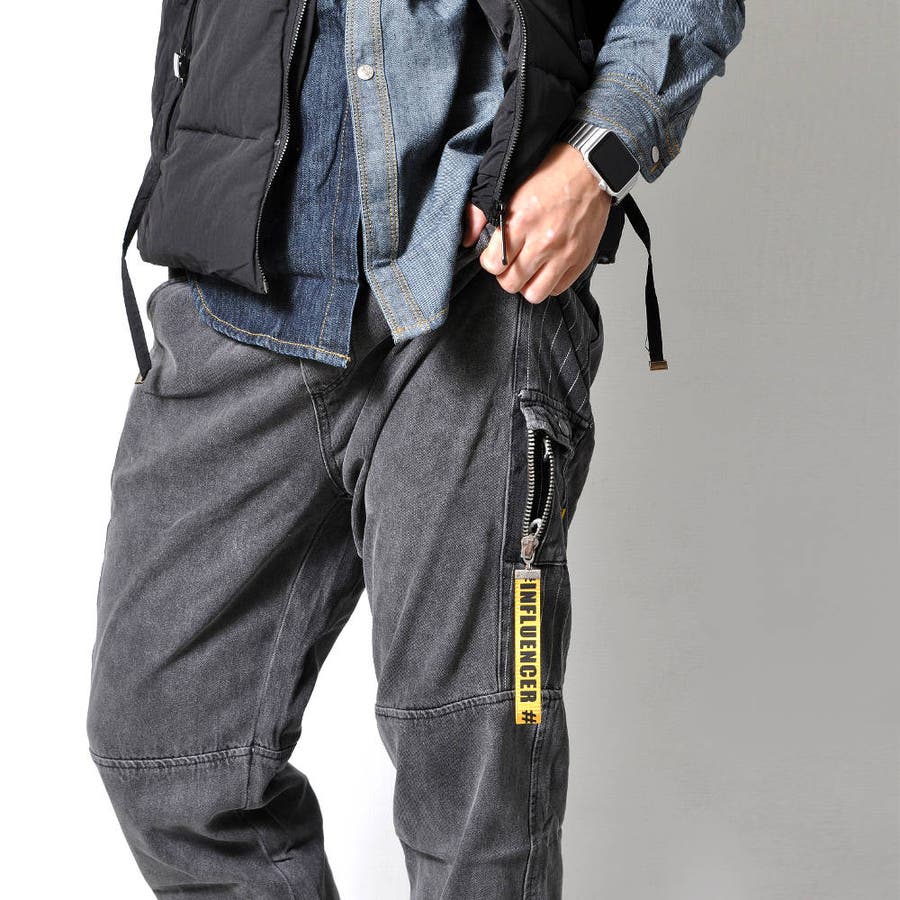デニムジョガーパンツ ジーンズ ボトムス MA-1 シガレットポケット ワイド メンズ らく履き[3色]#Jea135[品番
