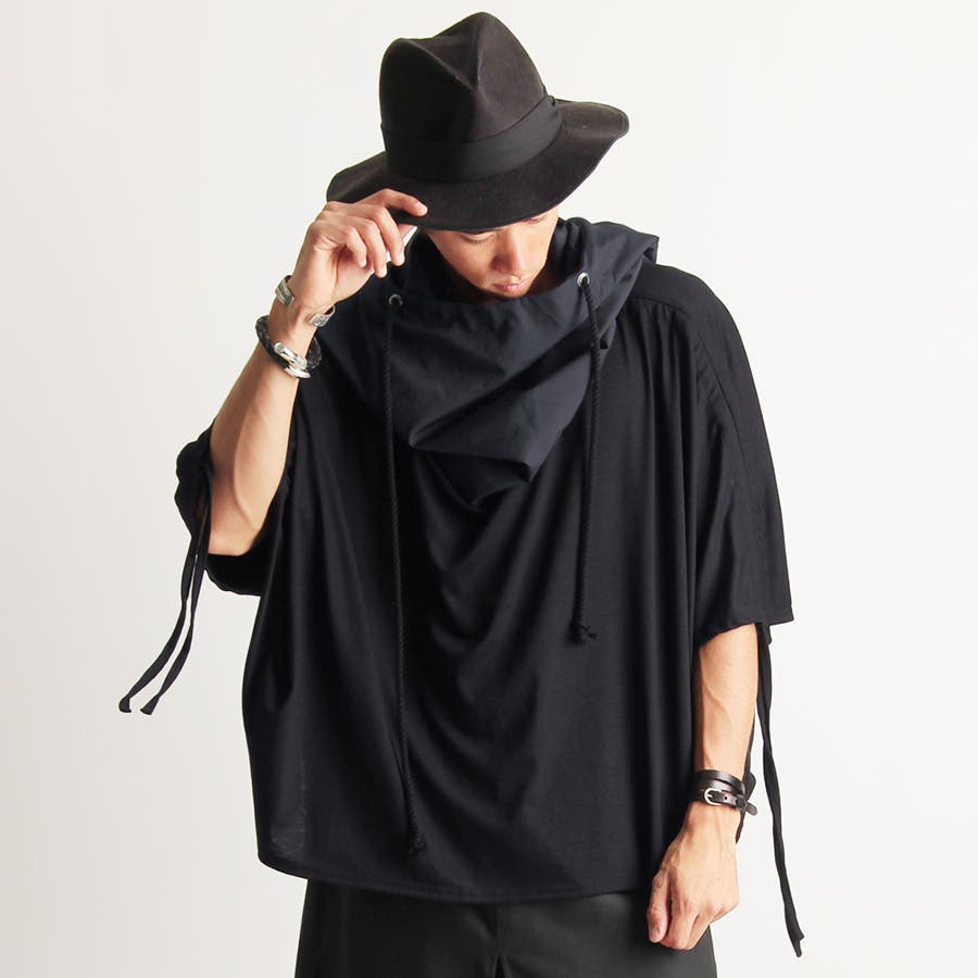 [Vallett]2color ボリュームネックフード裾ジップレイヤードロングTシャツ[a-426023]パーカー ハイネック日本製国産